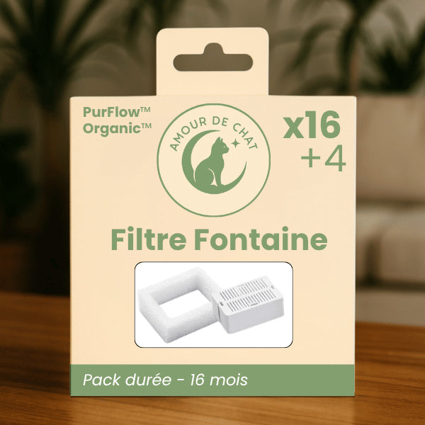 Filtre fontaine chat pack longue durée seize mois filtration optimale