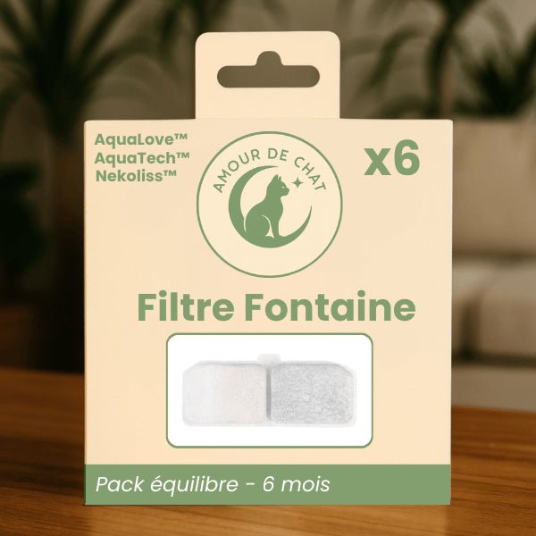 Pack filtres par 6 pour 6 mois d'eau saine de la fontaine à eau pour chat multi-jets stimulants