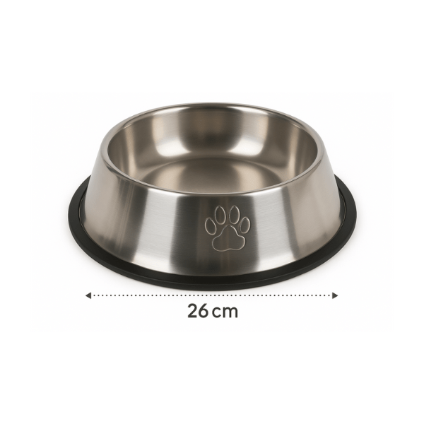 Gamelle chat inox antidérapante Ø 26cm - Croc'Inox™