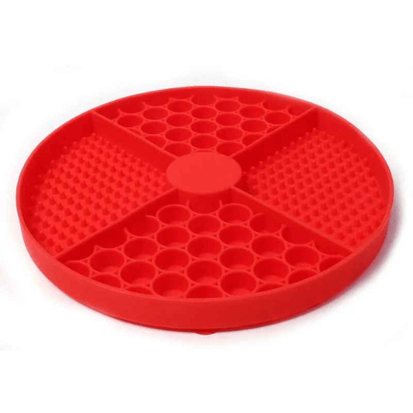 Gamelles anti glouton chat Base AntiCroc™ rouge en silicone alimentaire texturé