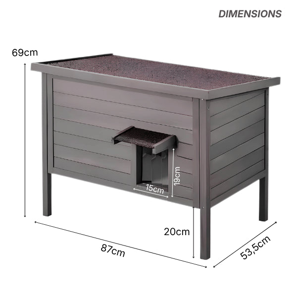 Maisonnette pour chats exterieur dimensions 87 × 53,5 × 69 cm adaptée à plusieurs chats