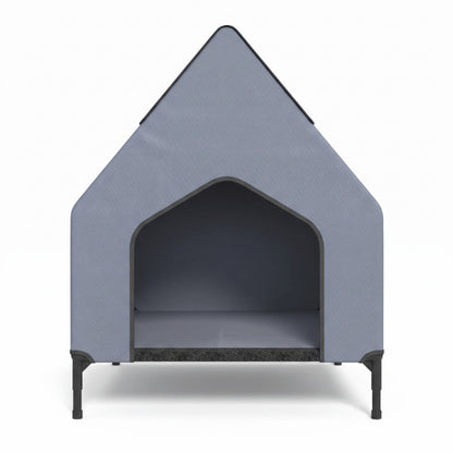 Abri chat imperméable respirant avec grande entrée et base surélevée facilitant accès et protection du sol
