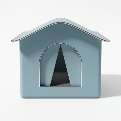 Abri exterieur chat bleu étanche offrant un refuge confortable contre les intempéries