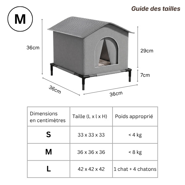 Abri exterieur chat imperméable disponible en plusieurs tailles pour tous les chats