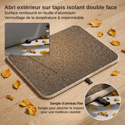 Abri exterieur chat avec tapis isolant aluminium conservant durablement la chaleur intérieure