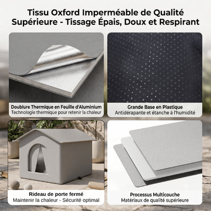 Abri exterieur chat avec tissu Oxford imperméable et isolation thermique multicouche durable