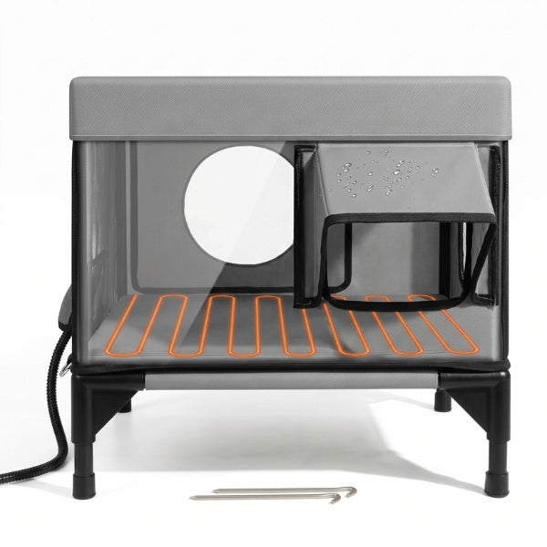 Abri extérieur pour chat chauffant avec isolation multicouche et coussin thermique sécurisé