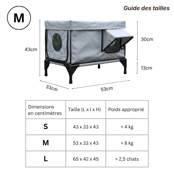 Abri extérieur pour chat disponible en tailles adaptées aux petits et grands félins