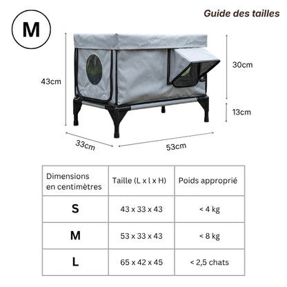 Abri extérieur pour chat disponible en tailles adaptées aux petits et grands félins
