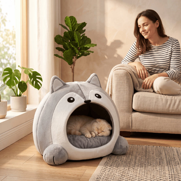 Abri pour chat douillet offrant un cocon intime et confortable pour dormir paisiblement