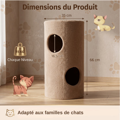 Abris chat vertical deux étages 35 x 66 cm pour plusieurs félins et gain de place