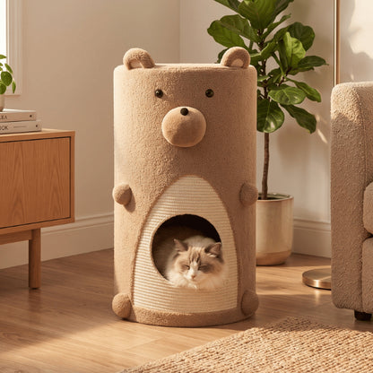 Abris chat double cachette accueillant confortablement un félin adulte au repos