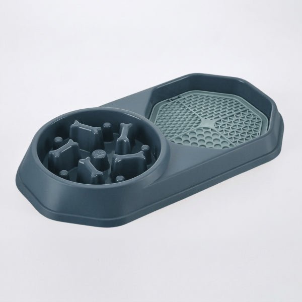 Anti glouton chat bleu double bol avec reliefs pour alimentation lente efficace