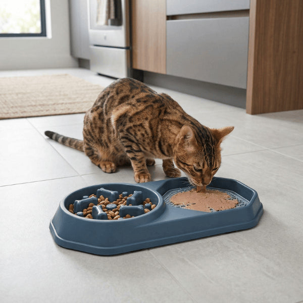 Anti glouton chat double bol ralentit prise alimentaire et améliore digestion quotidienne