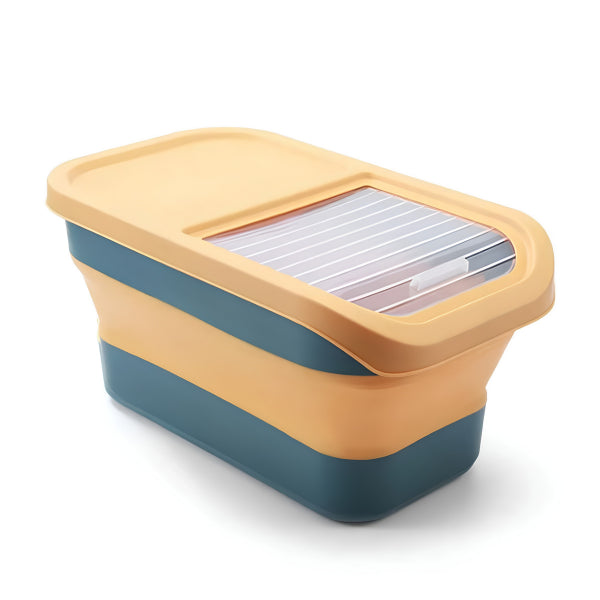 Boite a croquette jaune pliable compacte idéale pour conserver les aliments toujours frais