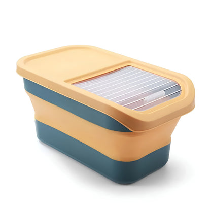 Boite a croquette jaune pliable compacte idéale pour conserver les aliments toujours frais