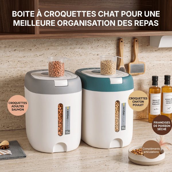 Boite a croquette chat idéale pour organiser les repas chaton et chat adulte