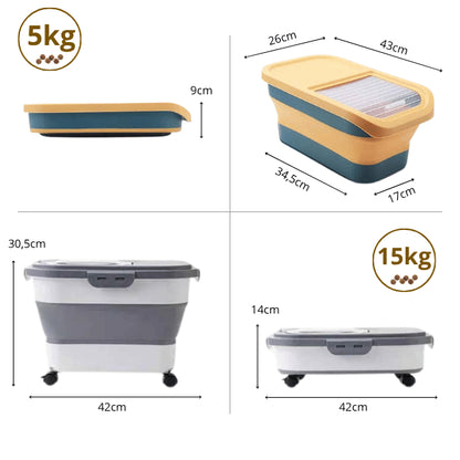 Boite a croquette pliable dimensions compactes versions 5 kg et 15 kg