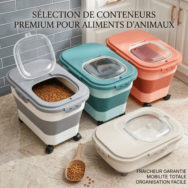 Boite a croquette plusieurs coloris avec conservation hermétique des aliments pour animaux