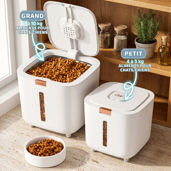 Boite croquette chat disponible en petit ou grand format pour chiens et chats