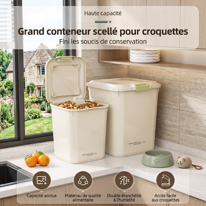 Boite croquettes chat hermétique protégeant durablement les aliments contre humidité et poussière