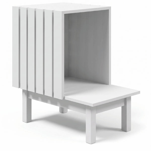 Cabane a chat en bois blanche surélevée au design compact et structure robuste design