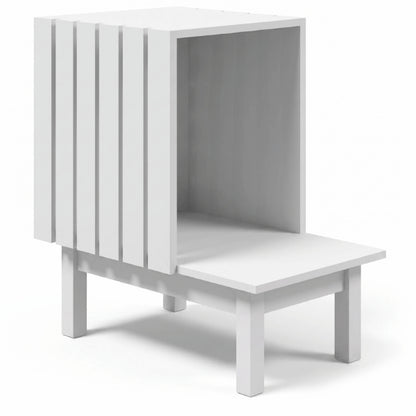 Cabane a chat en bois blanche surélevée au design compact et structure robuste design