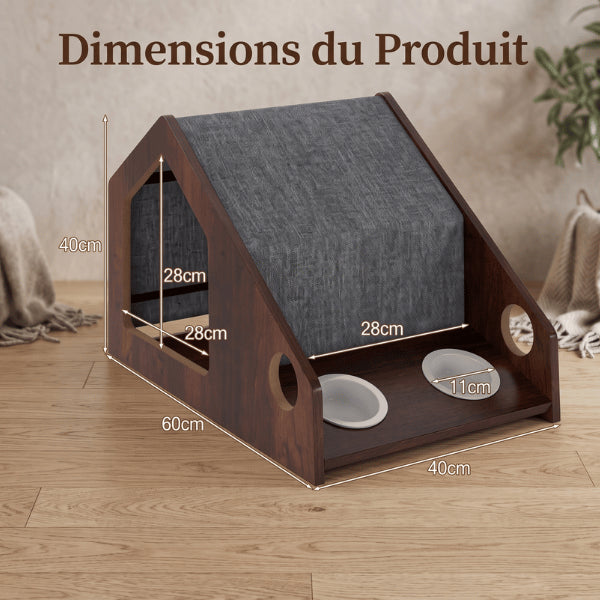 Cabane à chat dimensions 60 × 40 × 40 cm avec large entrée confortable