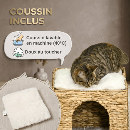 Cabane chat avec coussins lavables offrant douceur exceptionnelle et confort durable quotidien