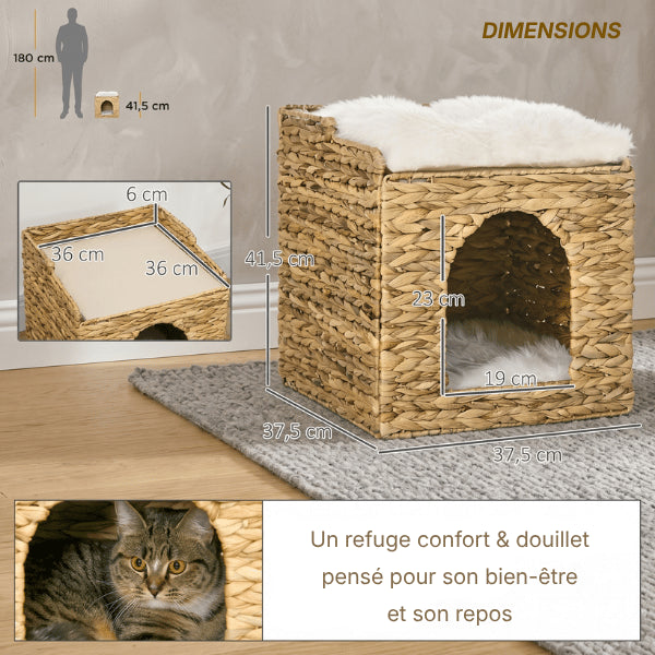 Cabane chat avec dimensions adaptée aux félins jusqu'à 8 kg pensé pour son bien-être