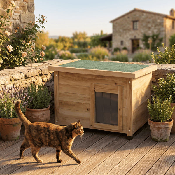 Cabane chat extérieur en bois offrant refuge sécurisé et confortable pour chats toute l'année