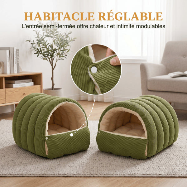 Cabane chaton avec entrée réglable modulable pour davantage d'intimité et de chaleur