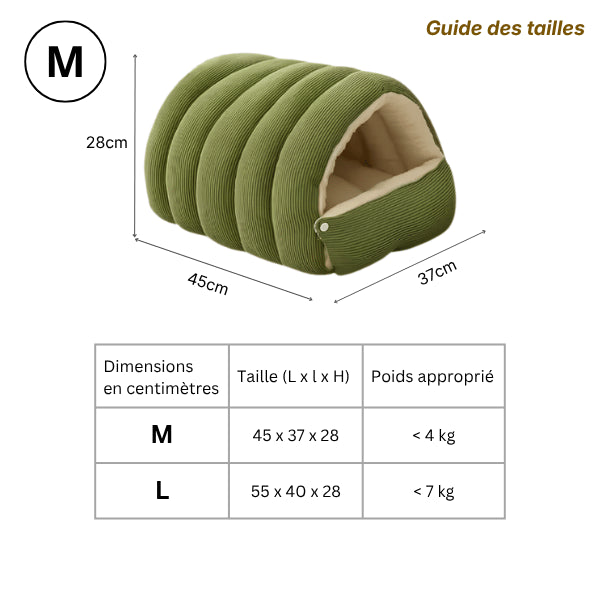 Cabane chaton guide des tailles en velours arctique chaud pour jeunes chats