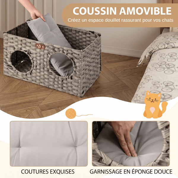 Cabane pour chat avec coussin lavable ultra doux offrant confort quotidien exceptionnel durable