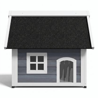 Cabane pour chat extérieur en bois imperméable grise avec toit protecteur résistant