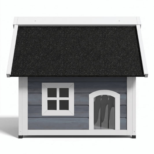Cabane pour chat extérieur en bois imperméable grise avec toit protecteur résistant