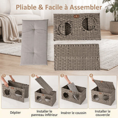 Cabane pour chat pliable avec coussin amovible facile à assembler rapidement et durable
