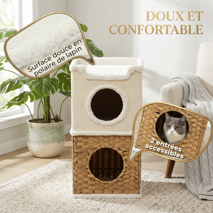 Cabanes pour chat douces avec polaire effet lapin et entrées facilement accessibles