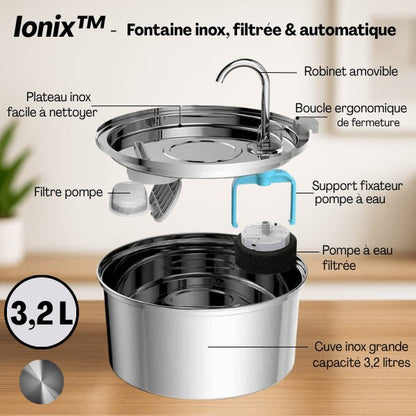 Fontaine en inox facile à démonter pour entretien avec tous les éléments descriptifs - Ionix™
