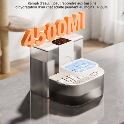 Distributeur à eau pour chat grande capacité 4500 ml idéal longues absences domestiques