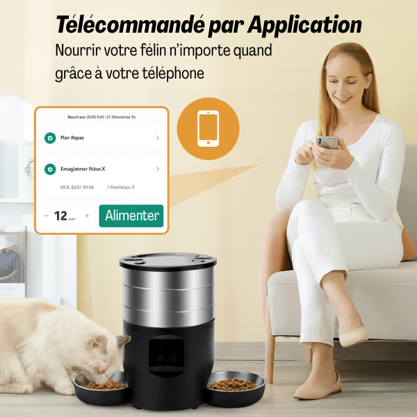 Distributeur automatique croquettes chat avec application mobile télécommandé - FeederWifi™
