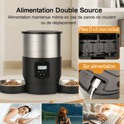 Distributeur automatique croquettes chat wi-fi double alimentation batterie - FeederWifi™