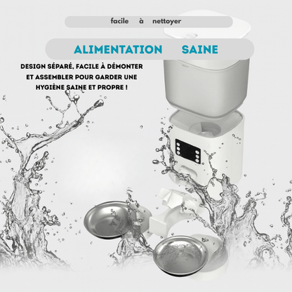 Distributeur automatique de croquettes chat démontable facile a nettoyer | TwinBowl Feeder™