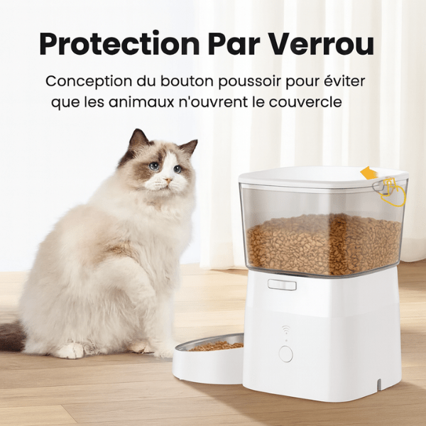 Distributeur croquette chat automatique sécurité protection couvercle moteur