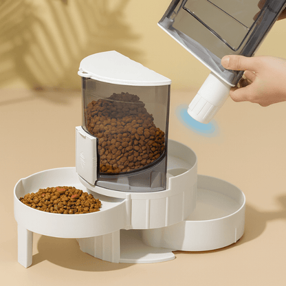 Distributeur croquette et eau chat siphon automatique double bols - Whisker Multifonction™