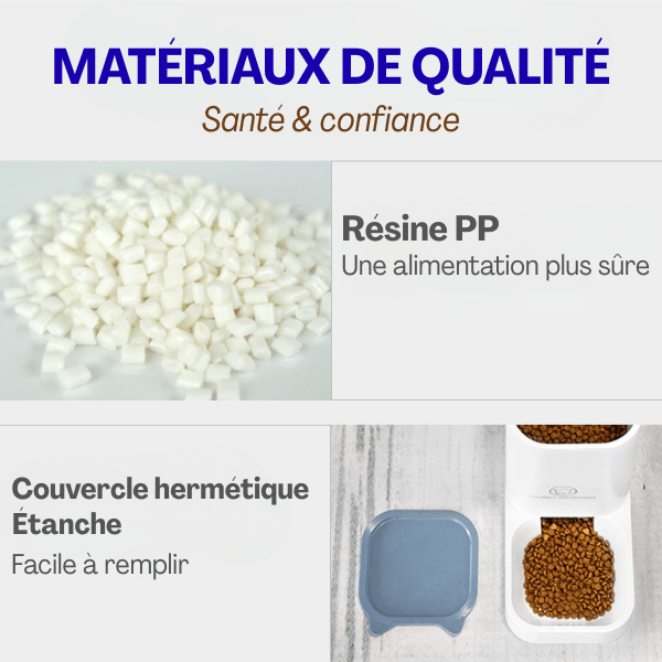 Distributeur croquettes chat haute qualité fabriqué en matériaux de confiance et sûr résine PP DesignFeed™