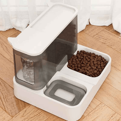 Distributeur croquettes pour chat 2en1 eau croquette station salon | PurrCroq™