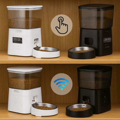 Distributeur croquettes pour chat wifi bouton programmable noir ou blanc
