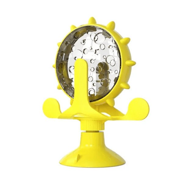 Distributeur de croquettes anti glouton anti ennui jouet jaune WhirlCatFeeder™ - Amour de Chat