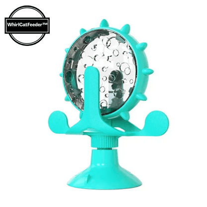 Distributeur de croquettes anti glouton stimulant anti stress bleu vue profil WhirlCatFeeder™